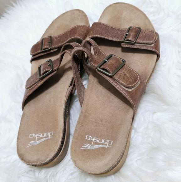 DANSKO Vintage Comfort Wedge Heeled Leather Open Toe Sandals Size 8.5🌴 - Picture 3 of 11
